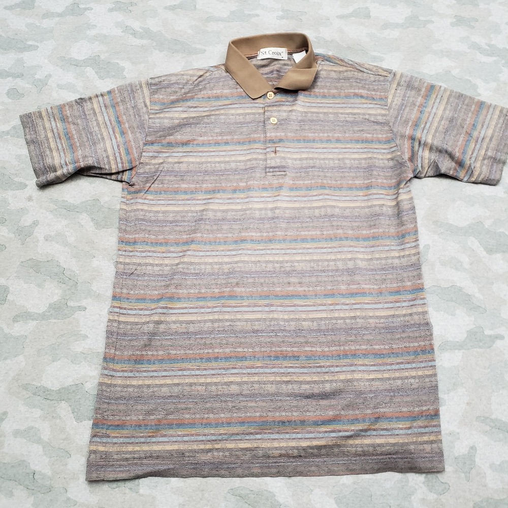 Vintage St.Croix Polo Shirt‎ Mens Medium Multicolor Short Sleeve